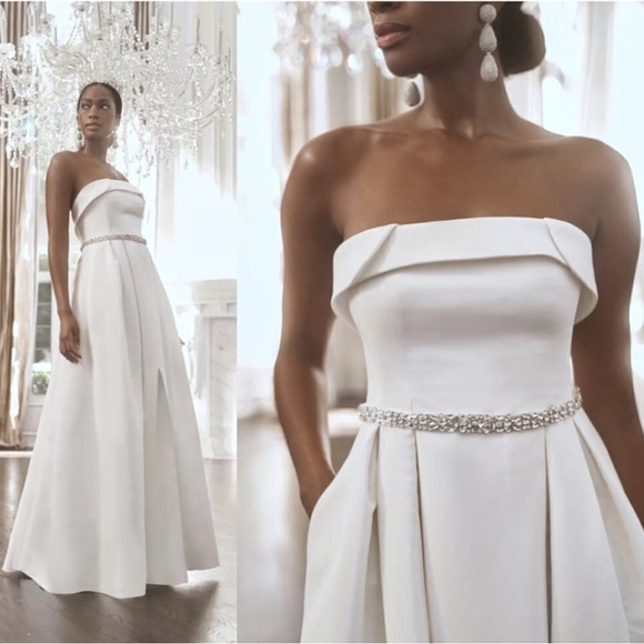 Sachin & Babi Brielle Belted Gown size 8. Wedding Formal pockets - Picture 2 of 9